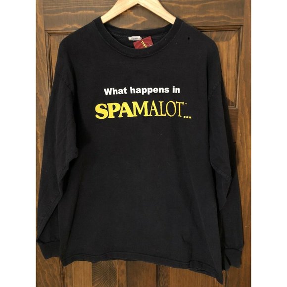 Vintage Official Spamalot Broadway Show Long Sleeve T-Shirt, Double Sided - Picture 1 of 3